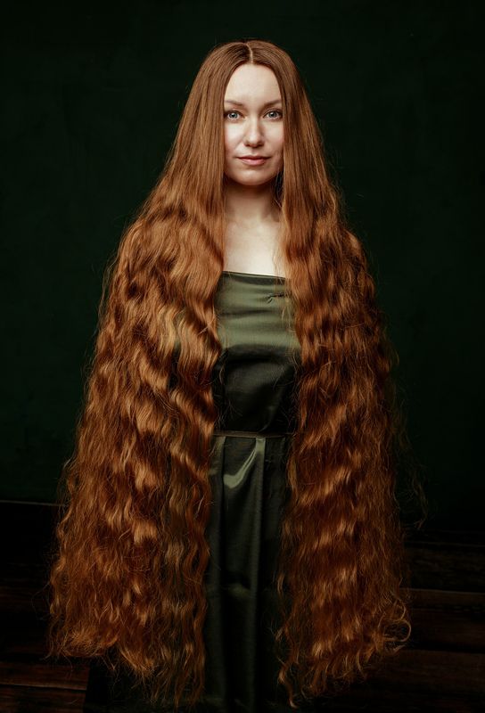 портрет, девушка, длинноволосая, рыжая, рапунцель, женщина, женский Рапунцельphoto preview