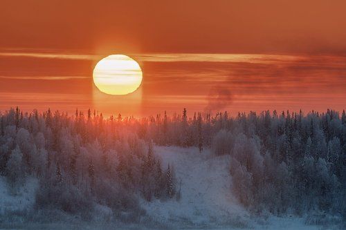 Осенний закат над Печорой