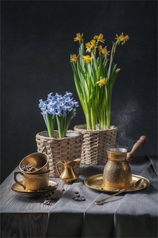 весна, кофе, цветы Утро весныphoto preview