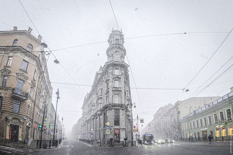 санкт-петербург, город, снег, утро, метель, архитектура Апрельская метельphoto preview