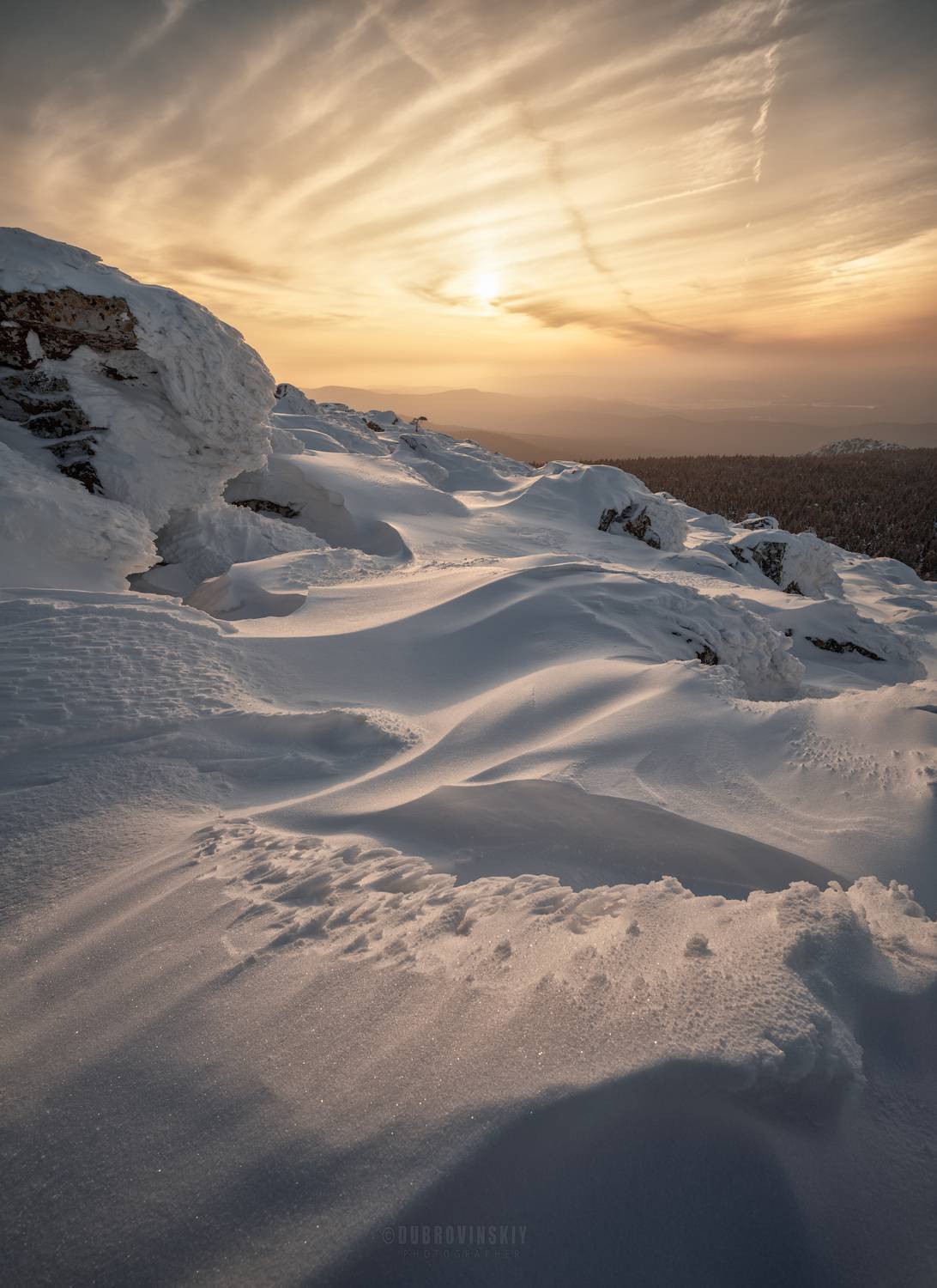 таганай, южный урал, снег, закат, мороз, Дубровинский Михаил