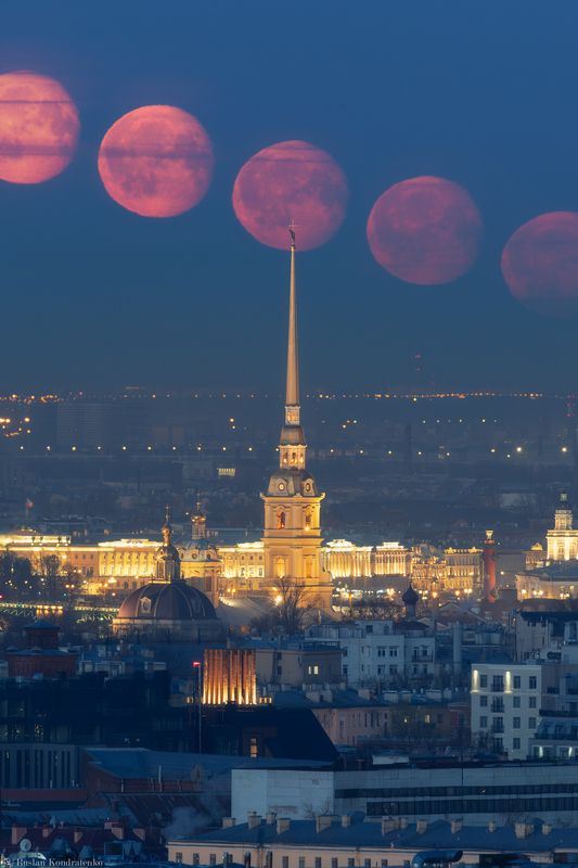 санкт-петербург, луна, заход луны, прострел, секвенция, секвенция с луной, петропавлоский собор Секвенция с Луной за Петропавловским Соборомphoto preview