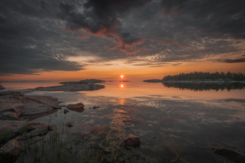 ладожские шхеры, пейзаж, восход Красная дорожкаphoto preview