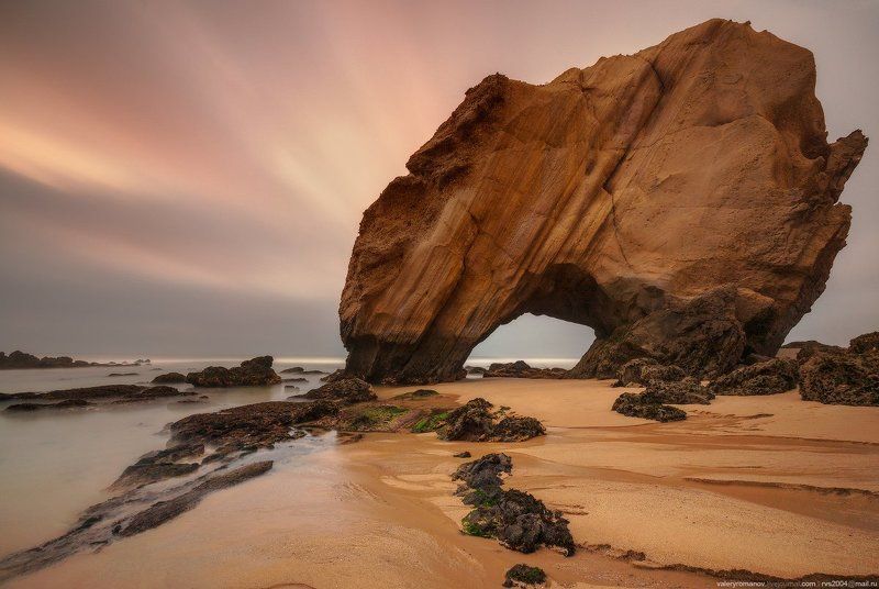 Слоновья гора, Санта Круш, Португалия, рассвет, утро, море, океан, скала, романов Слоновья гораphoto preview