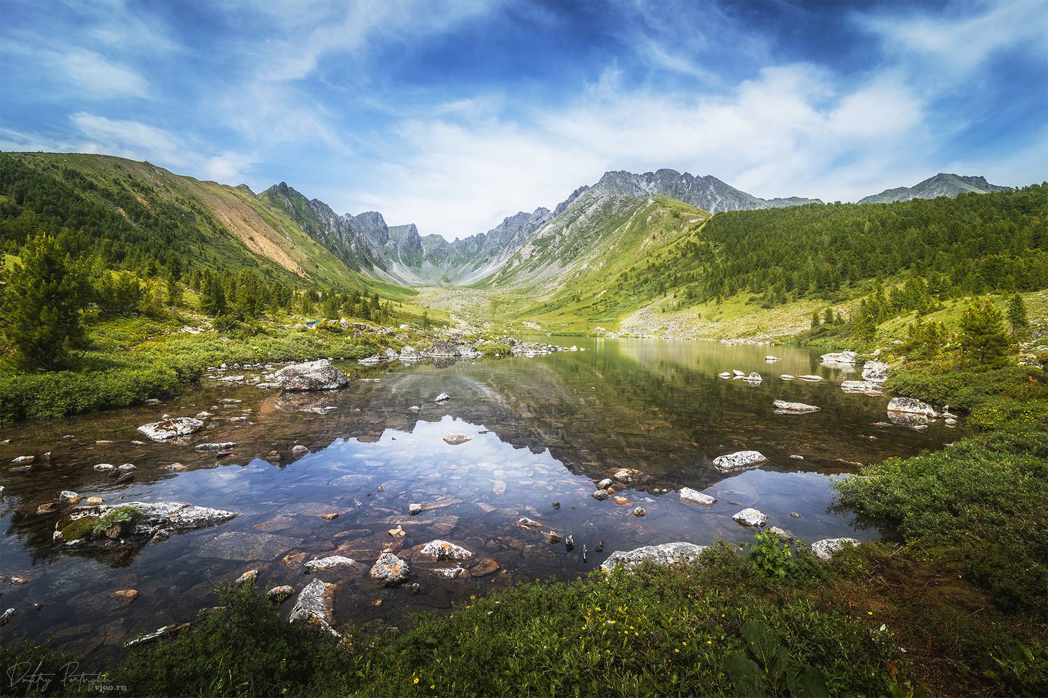 озеро, бурятия, отражение, горы, лето, лес, тунка, Портных Дмитрий