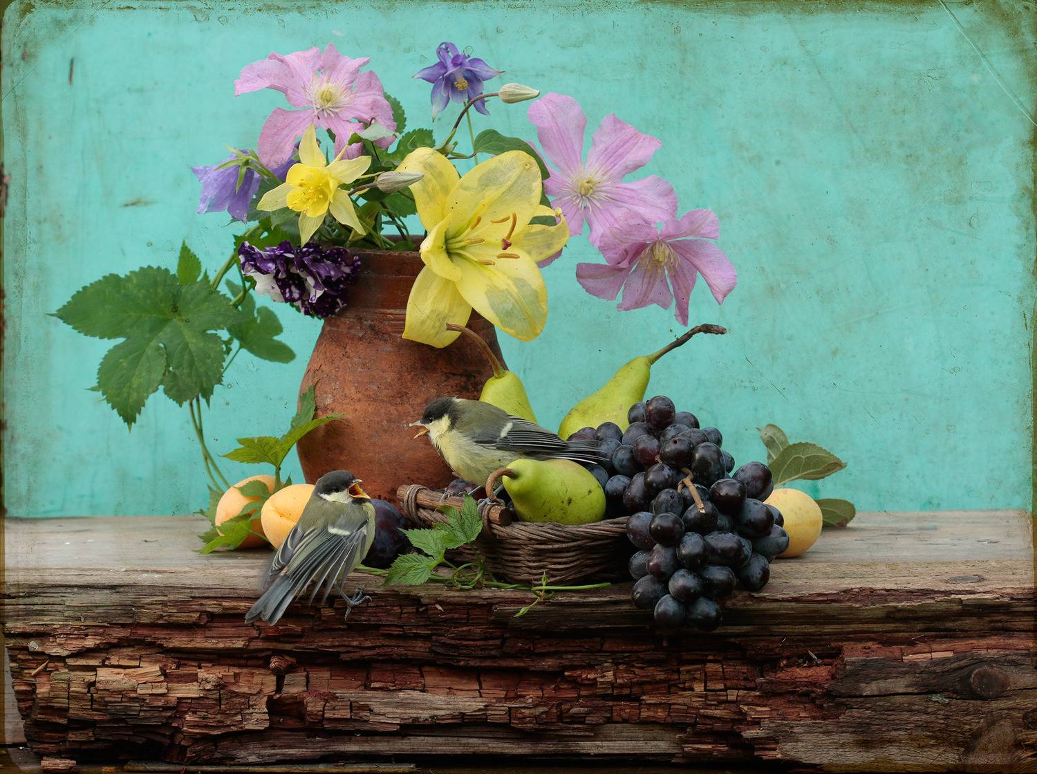 Натюрморт с синичатами. Автор: Хромушин Олег , Хромушин Олег
