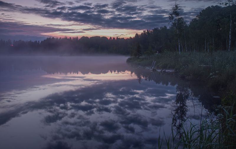 луга, ленобласть, пейзаж, рассвет, туман,  landscape, nature, природа, foggy, forest, болото, белая ночь, ленинградская область Послезакатьеphoto preview