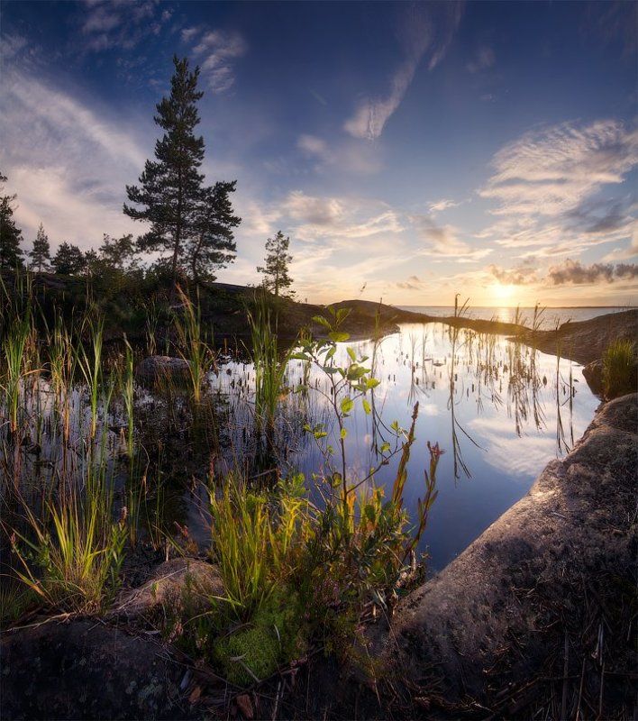 закат, солнце, море, отражение --photo preview