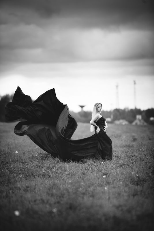 Ткань,черный,природа,платье,пасмурно,осень,поле,твин пикс, лора палмер,ворона,блондинка,тучи. Черные птицыphoto preview