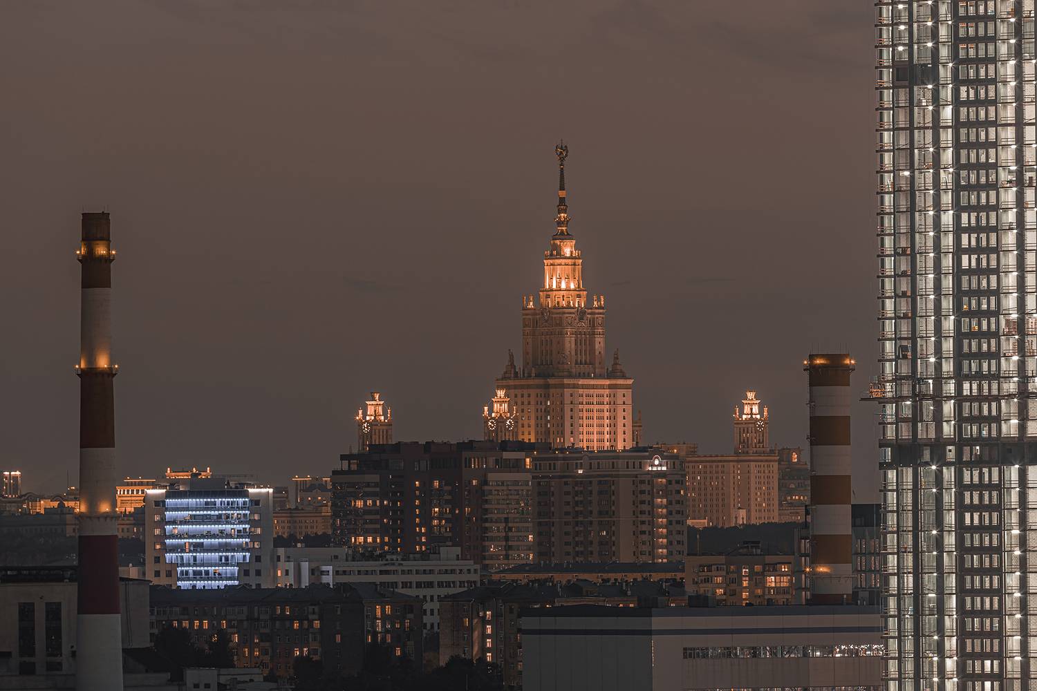 Москва. Ночной вид на МГУ. Автор: Трепольский Дмитрий , Трепольский Дмитрий