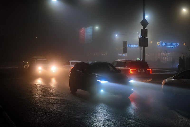 ноябрь город улица ночь туман Ночной город...photo preview