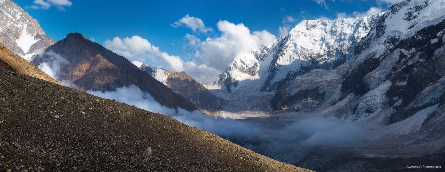 Безенги, горы, облака. снег, свет, небо, стена,, Алексей Ретюнских