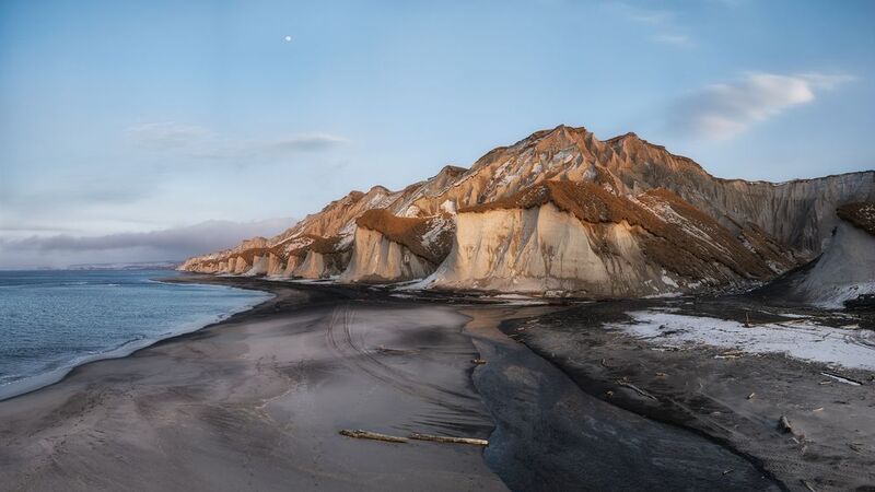 Итуруп Курилы Сахалин Белые скалы закат море дальний восток вулкан ***photo preview