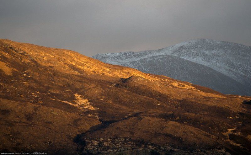 гора, солнце, закат, лучи, снег, горы, шотландия, скай, остров, золото Золото Шотландииphoto preview