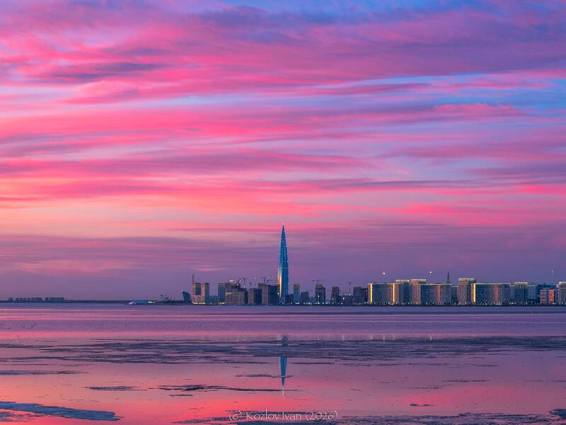 Розовый закат над Финским заливомphoto preview