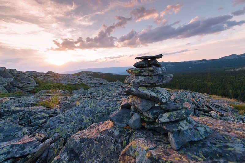 Горы, Закат, Иремель, Камни, Облака, Солнце ***photo preview