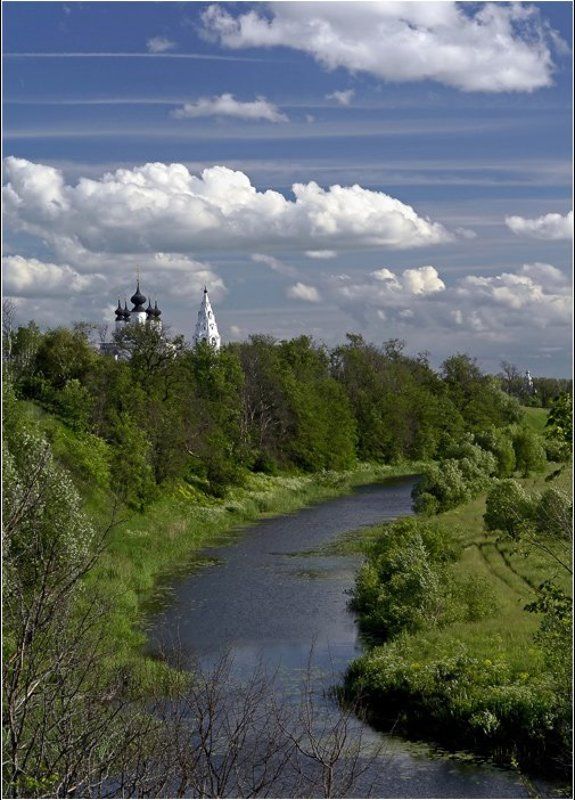 суздаль, золото кольцо, река Стоит церквушка на высоком берегу...photo preview