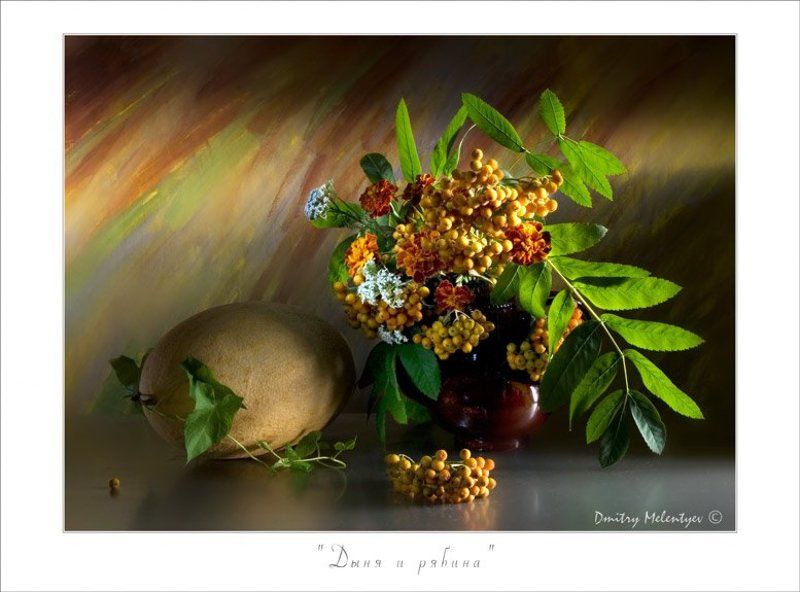 рябина дыня цветы натюрморт still-life Дыня и рябинаphoto preview