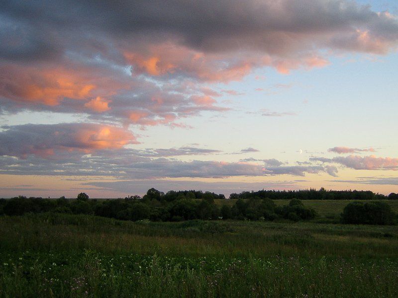 старая ладога, закат, месяц ***photo preview