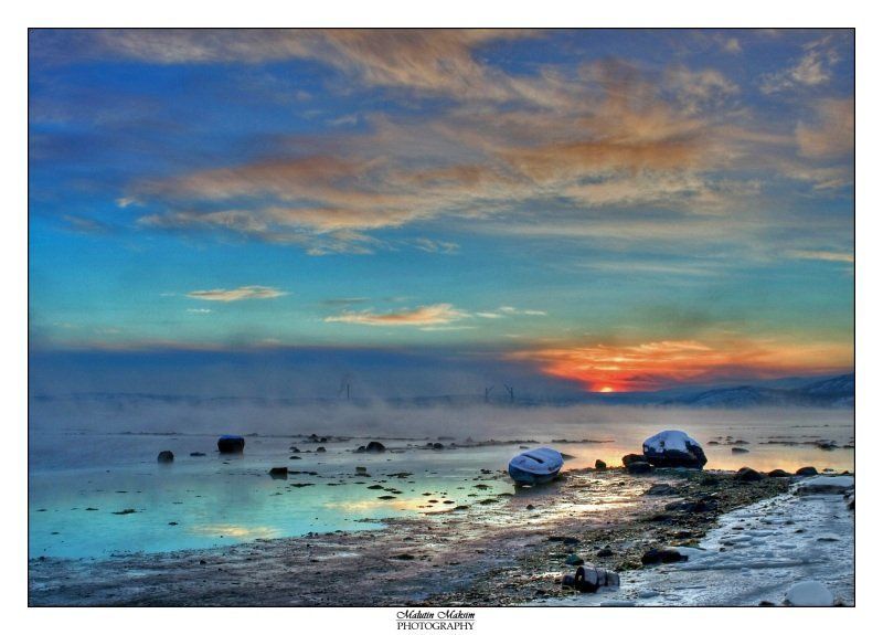 малютин максим, мурманская область, белокаменка, зима, мороз Восход Заполярного солнцаphoto preview