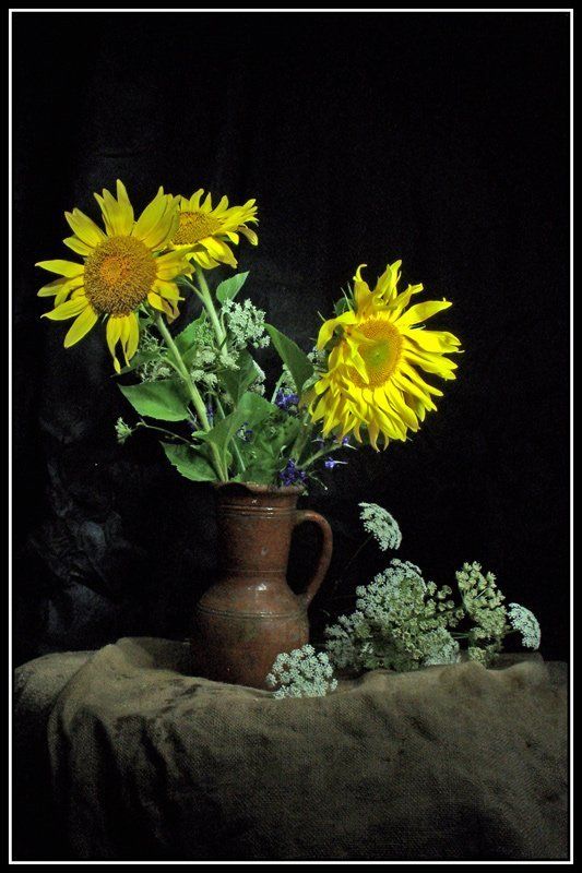 световая кисть, натюрморт, подсолнухи Этюд с подсолнухамиphoto preview