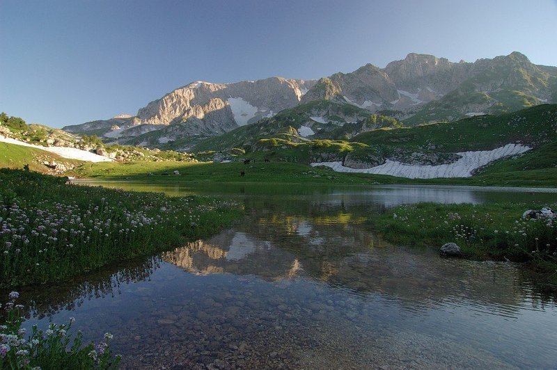 пейзаж, горы, закат, адыгея, озеро Утро на озере Псено-дахphoto preview
