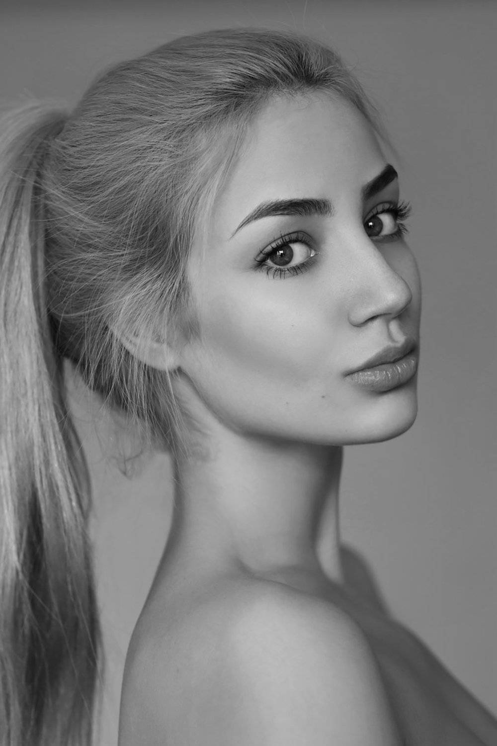 портрет, девушка, красота, глаза, чб, Диана Хилько