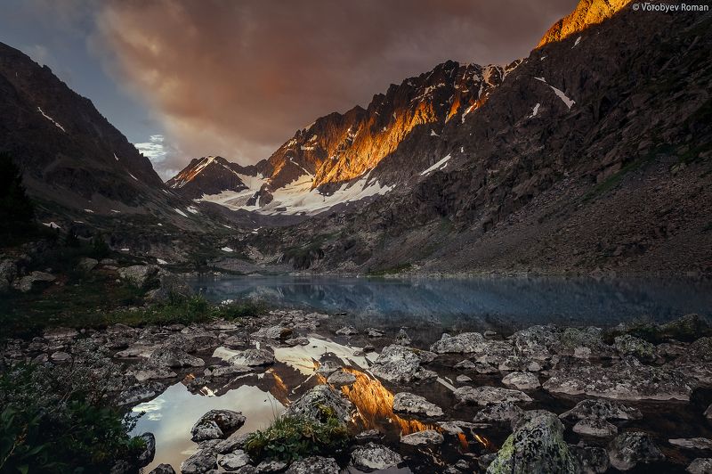 алтай, облака , горное озеро, горный алтай, небо , озеро, пейзаж , горы ,рассвет Озеро Куйгукphoto preview