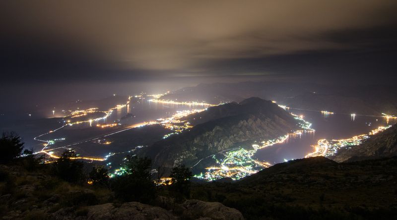 Которский залив, Черногория, пейзаж, ночь Которский заливphoto preview