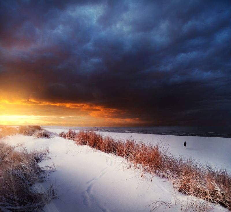 lithuania, clouds, sky, sun, baltic sea, winter, snow *photo preview
