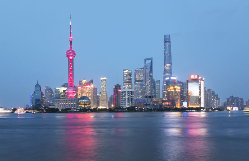 sunset, shanghai, shanghai skyline, background, view, sky, шанхай, китай Shanghai in sunsetphoto preview