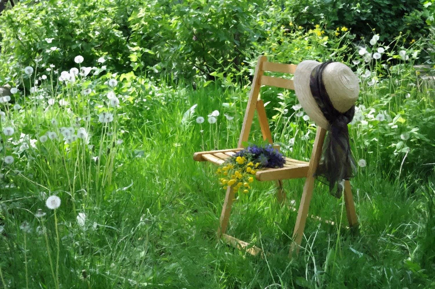 лето, нега, томленье, букет, шляпка, Рудая Галина