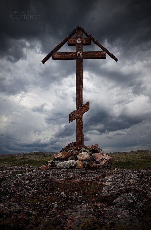 териберка, путевой, крест, кольский, полуостров Поморский путевой крестphoto preview