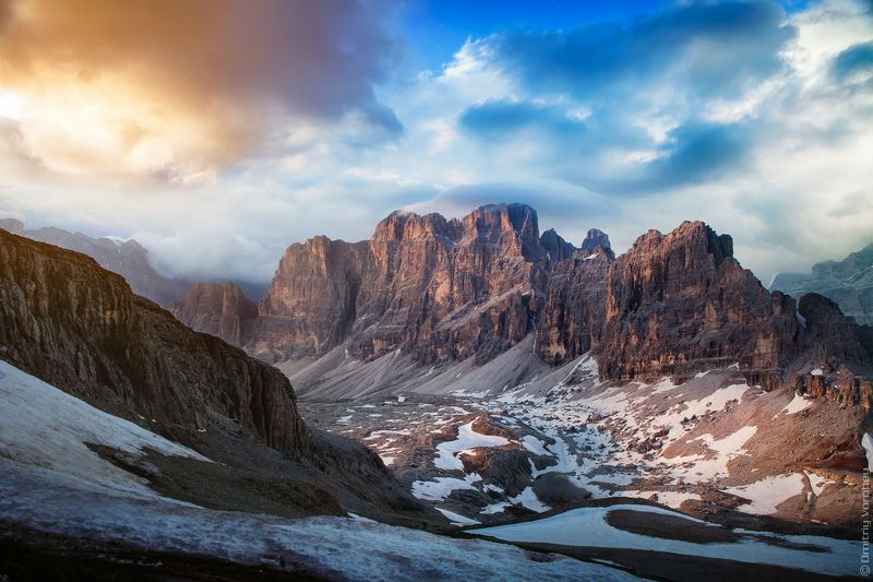 альпы, италия, lagazuio, riffugio, пейзаж, горы, закат, вечер А в горах вечерело..photo preview