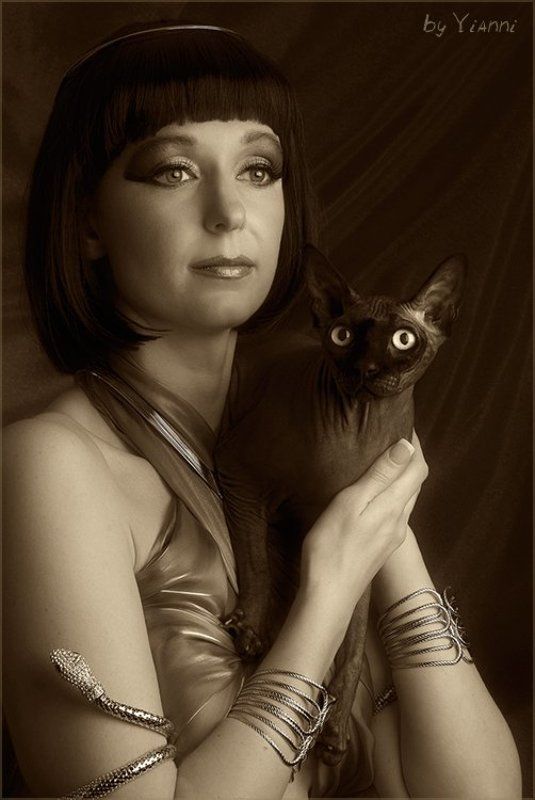 девушка, кошка, египет, egyptian Egyptianphoto preview