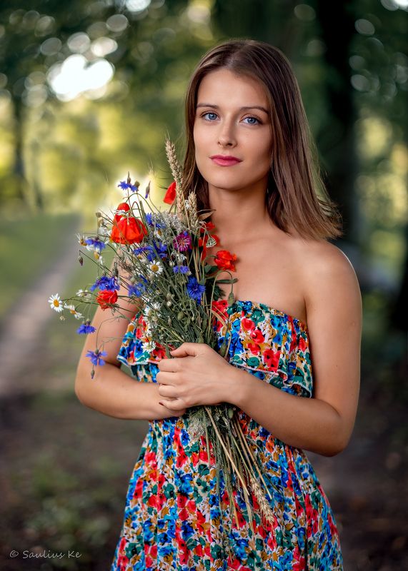Girl with flowers
