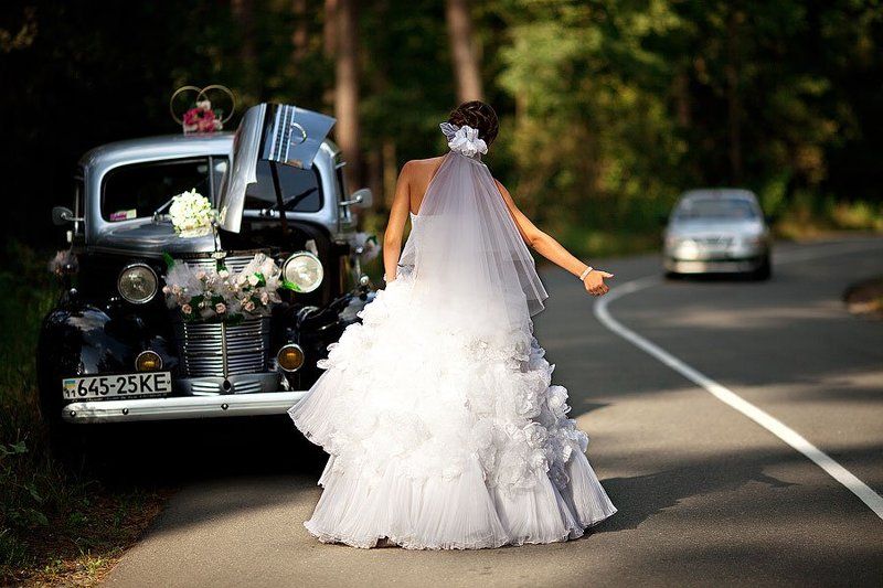 лес, дорога, невеста поломкаphoto preview