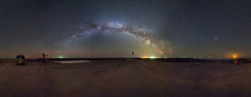 млечный путь, эльтон, космос, панорама Ночь на озере Эльтонphoto preview