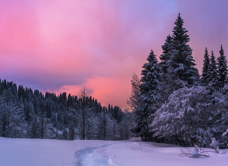 кимасар, вечер,зима, закат Вечер в ущелье Кимасарphoto preview