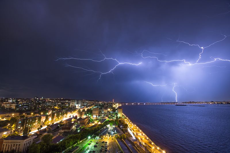 саратов, саратовский, мост, волга, буря, гроза, молния Буря на Волгеphoto preview