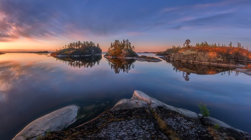 Ладога, шхеры острова рассвет утро Утроphoto preview