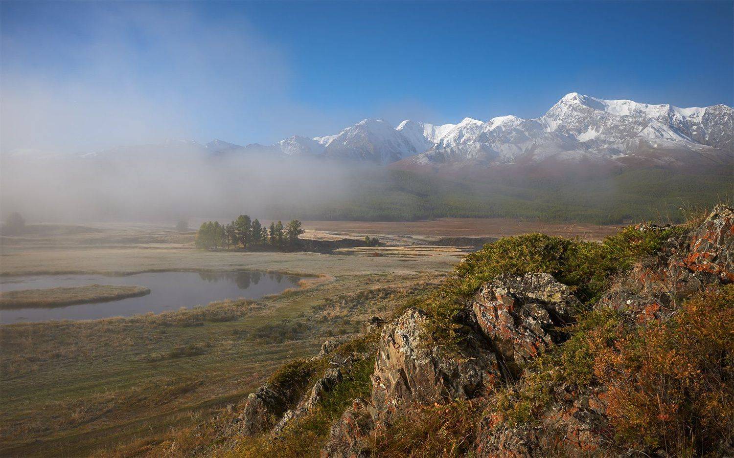 алтай, северо-чуйский хребет, урочище ештыкель, болото, туман, утро, куркурек, биш-иирду, alos