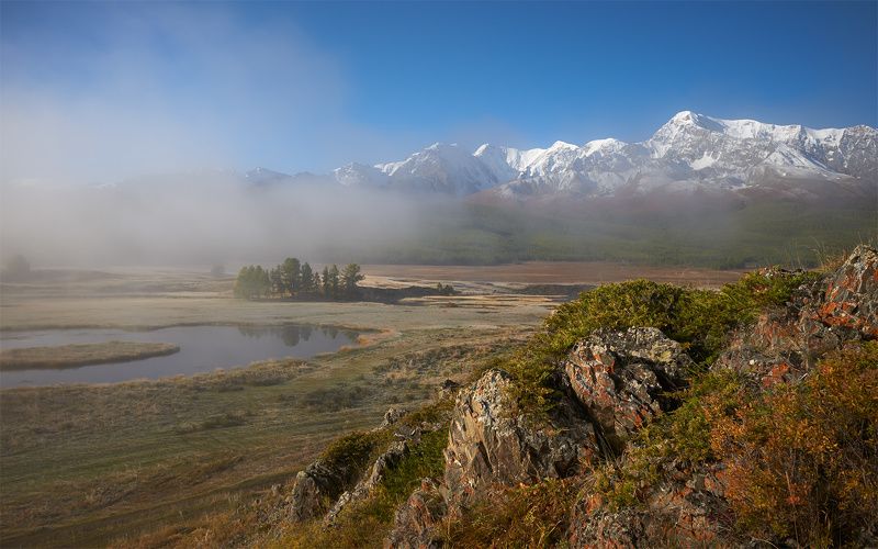 алтай, северо-чуйский хребет, урочище ештыкель, болото, туман, утро, куркурек, биш-иирду Утренний Ештыкельphoto preview