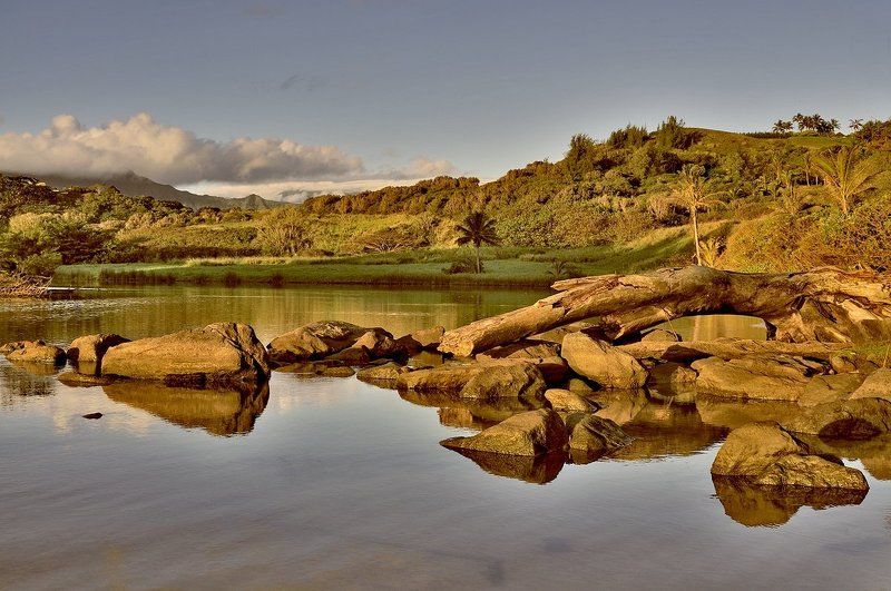 пейзаж, камни, утро, озеро Утреннееphoto preview