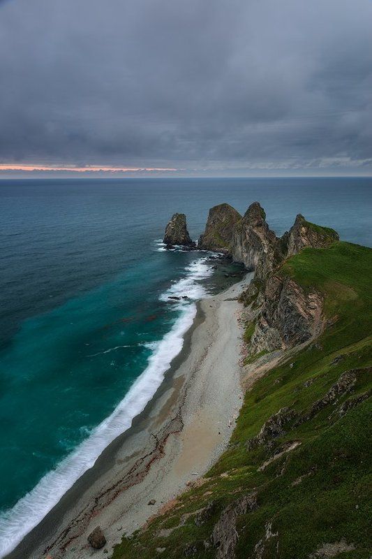 приморский край, море, солнце, рассвет, море, побережье Мыс Четрыех скалphoto preview