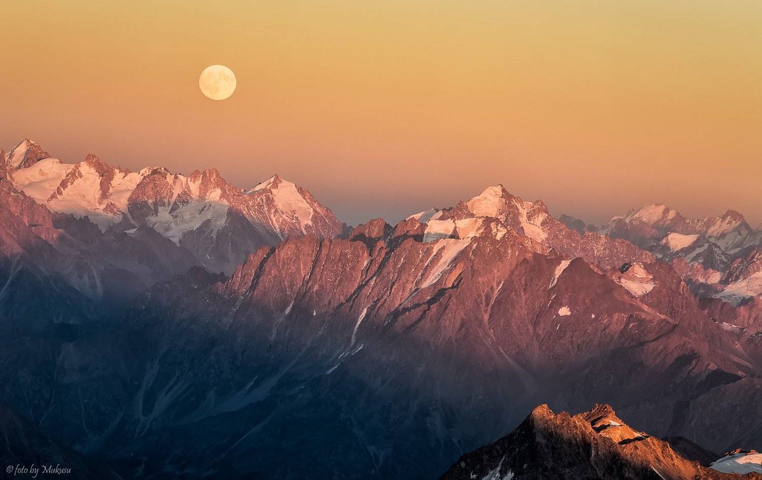 landscape, travel, mountain, moon, kavkaz, эльбрус, кавказ, горы, пейзаж, путешествия, Алексей Самойленко