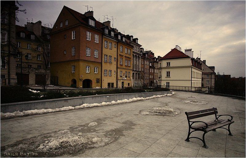 польша, варшава, скамейка, март, снег, город, вечер Дождаться весны...photo preview