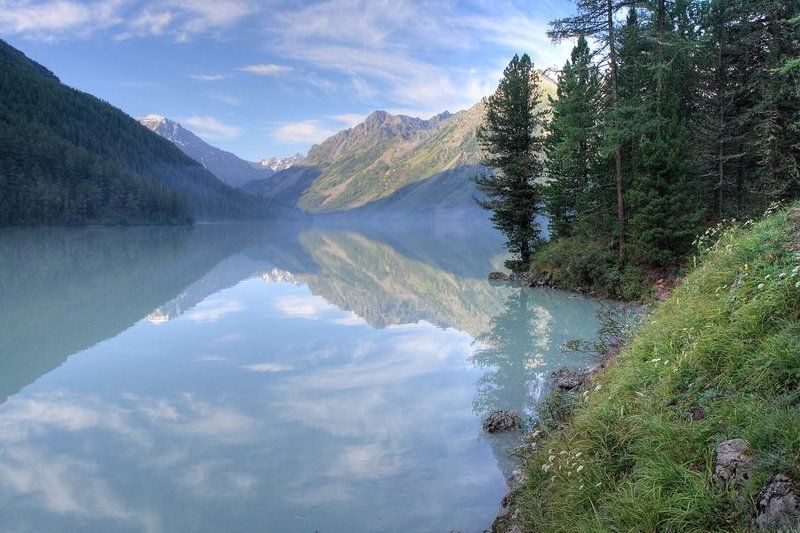 алтай, озеро, кучерлинское, утро, 7:00 Отражение времениphoto preview