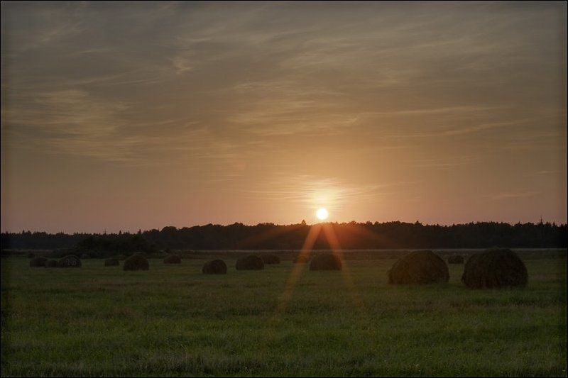 старая ладога, поле, сено, вечер, закат, человечек ;0) жаль тумана нет)))photo preview