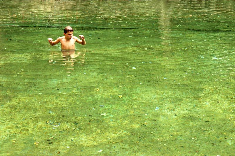 Собиратель монет в зеркальном прудуphoto preview